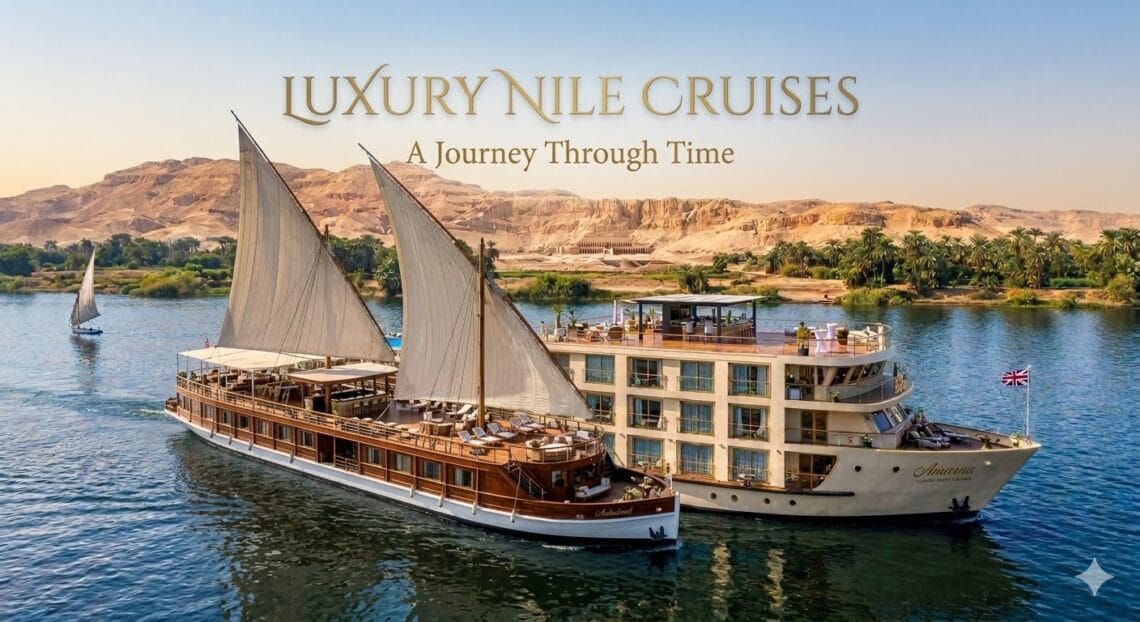 Luxury Nile cruise boat layout view with swimming pool