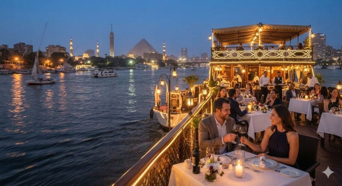 Enjoy with dinner cruise at night in Cairo